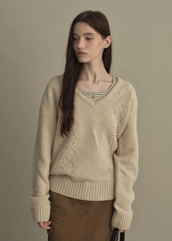 [9/21 예약배송] DOT ARGYLE PULLOVER (oat beige)