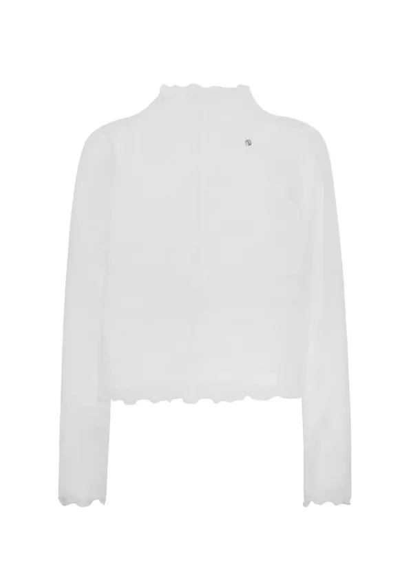 Mesh Finger Hole Long Sleeves [ White ]