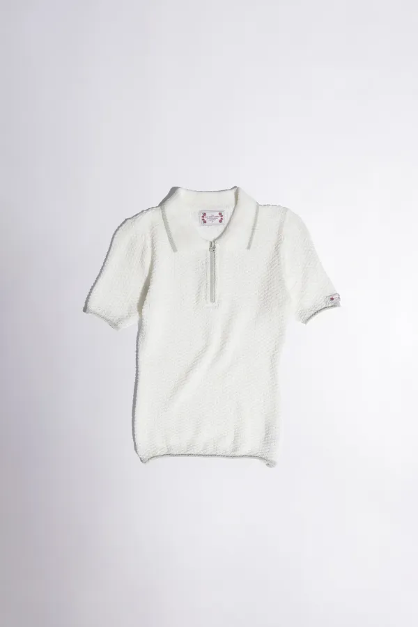 Geek Boucle Collared Top Ivory