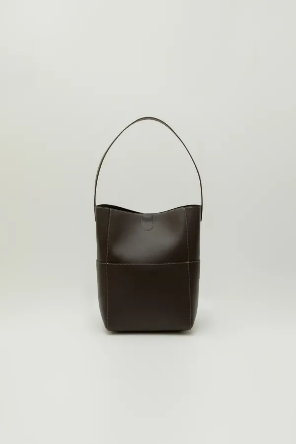 [당일출고] STITCH LEATHER BUCKET BAG_BROWN