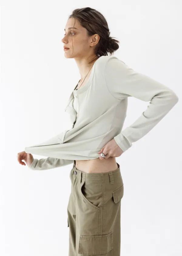 Henley neck layered t-shirt (Mint)