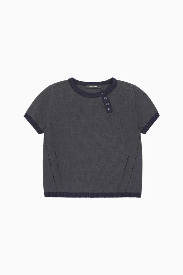 ROUND BUTTON KNIT, CHARCOAL