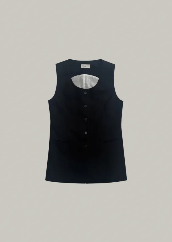 single linen vest (black)