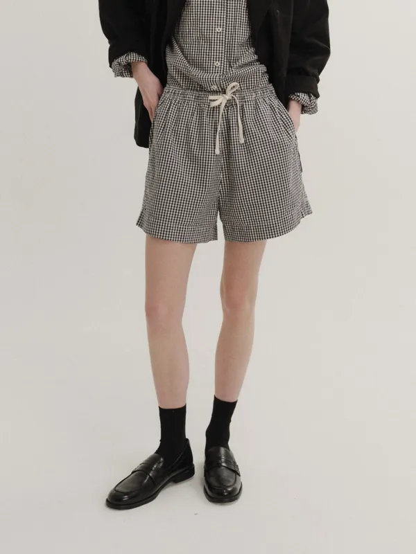 Gingham check shorts (Navy)