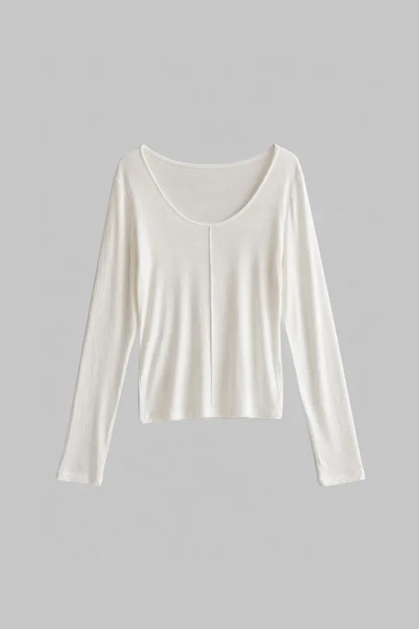 Two-way Neck T-shirt (ivory)