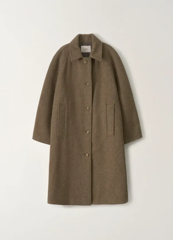 Wool balmacaan coat (Taupe)