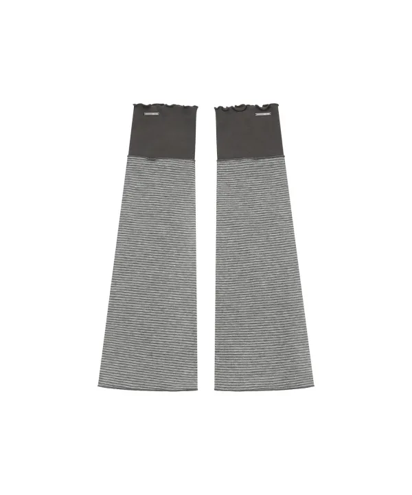 KIBON layered stripe leg warmer CHARCOAL