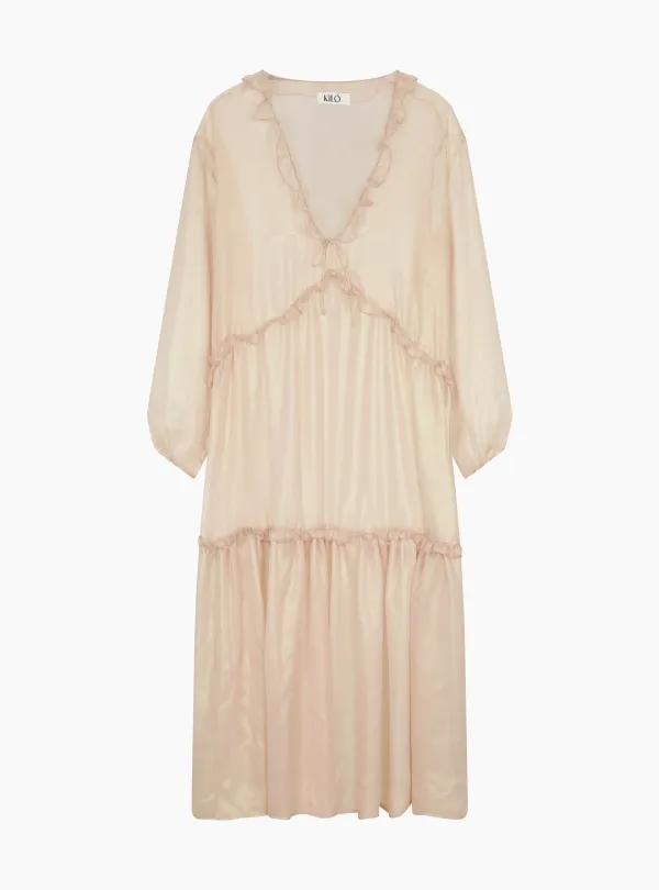 MAXI SHEER DRESS (CHAMPAGNE PINK)