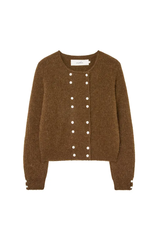Via Rinker alpaca knit cardigan (Brown)