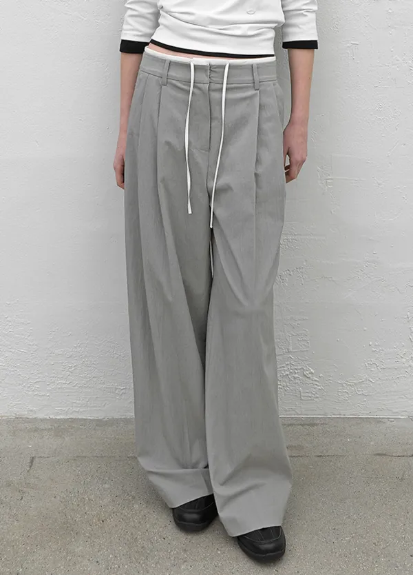 (PT-5759)DOUBLE WAIST TWO TUCK PANTS