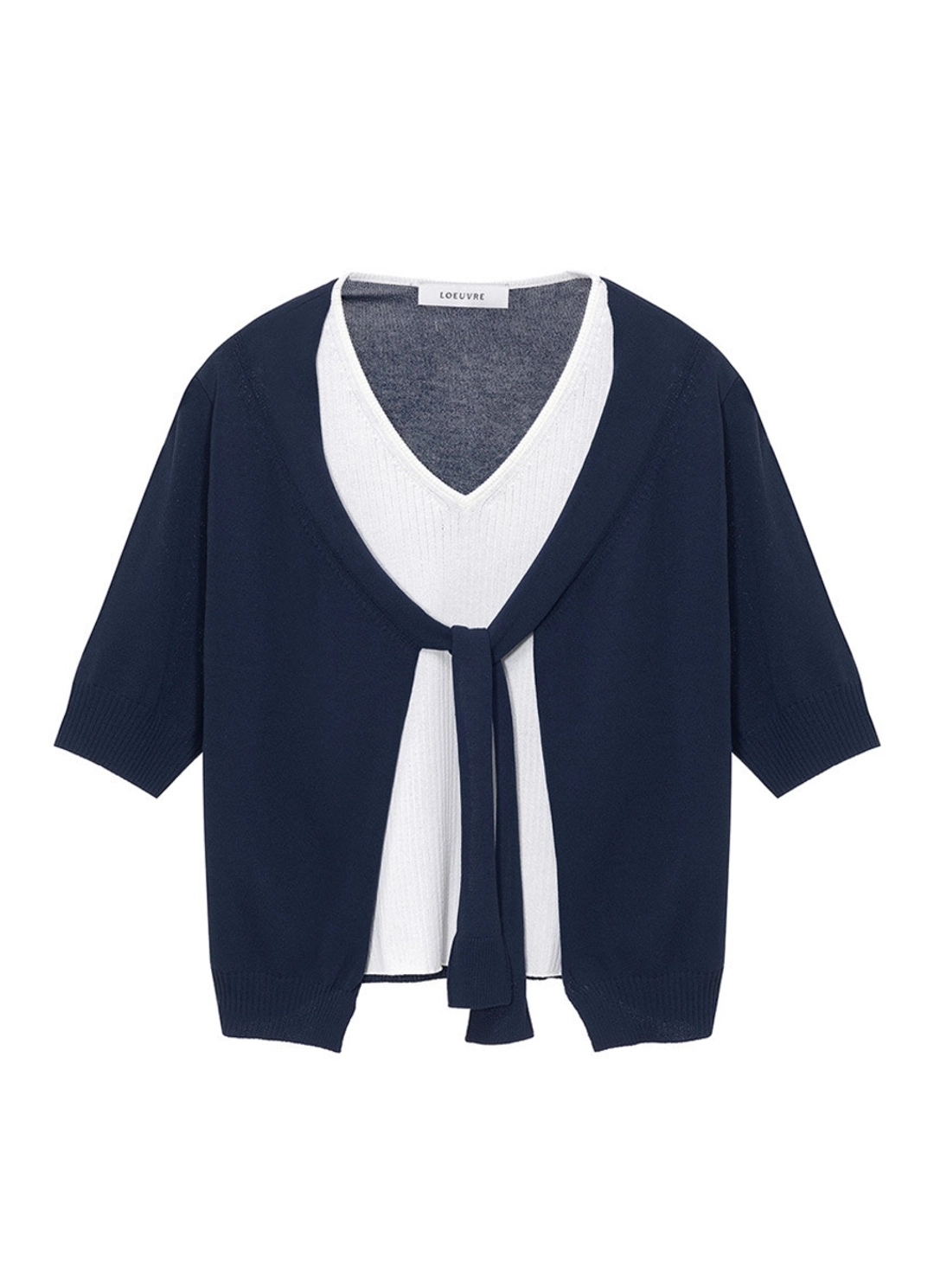 루에브르 Tie Layered Cardigan Pullover SK5MP238-24 상품 이미지 3