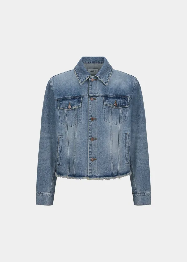 DESTROYED WASHED DENIM JACKET - BLUE