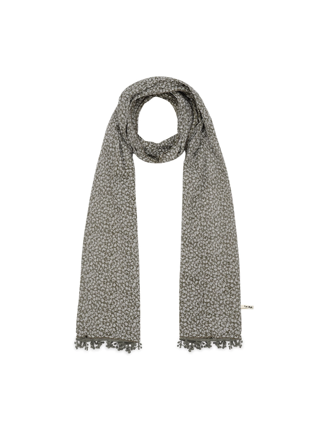 콜로신스 FERN TASSEL SCARF KHAKI FLOWER 상품 이미지 1