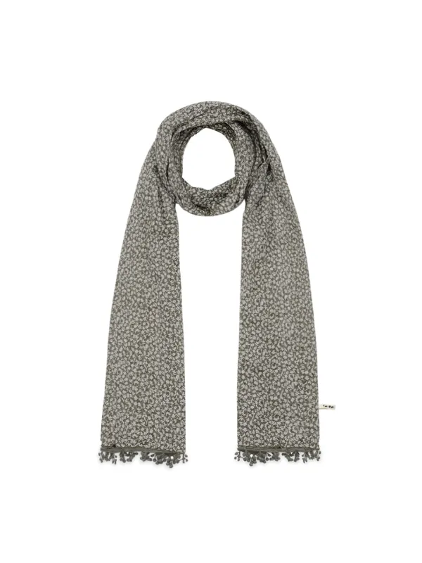 FERN TASSEL SCARF KHAKI FLOWER