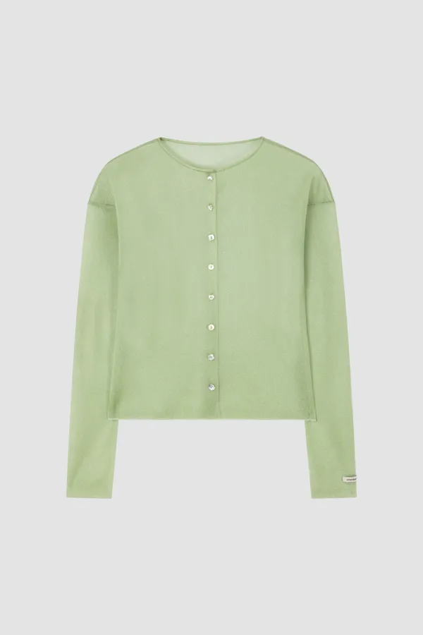 SHEER GLOSSY CARDIGAN_JELLY MINT