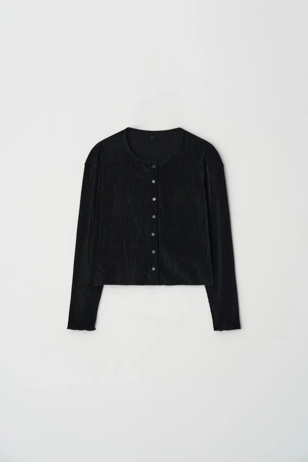 Velvet Pleats Cardigan (black)