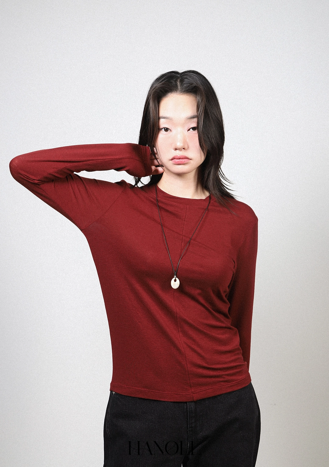 한올 Half Cozy Tee (Burgundy) 상품 이미지 2