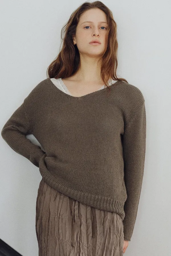 paper v pullover (brown)