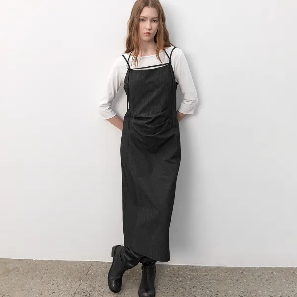 (Z-OP-6322)MULTI STRAP LAYERED SLEEVELESS DRESS