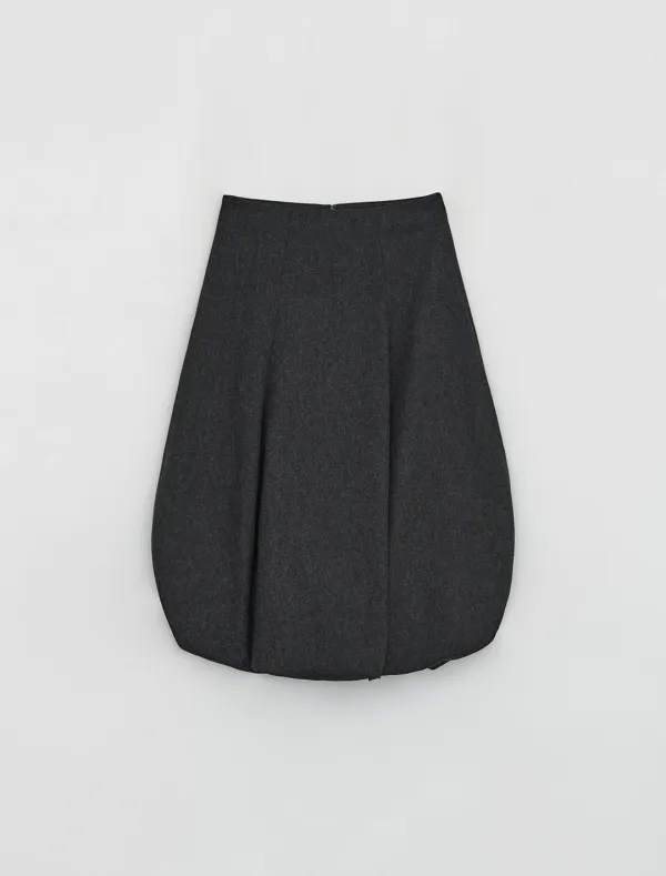 WOOL BALLOON SKIRT [CHARCOAL]