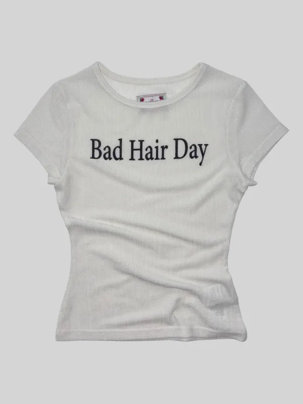 Bad Hair Day Baby Tee White
