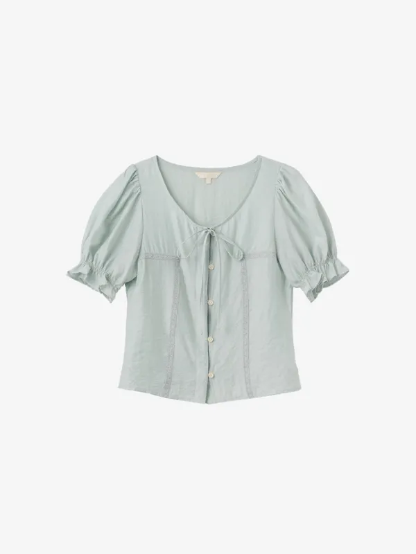 ELORA round neck puff blouse_mint