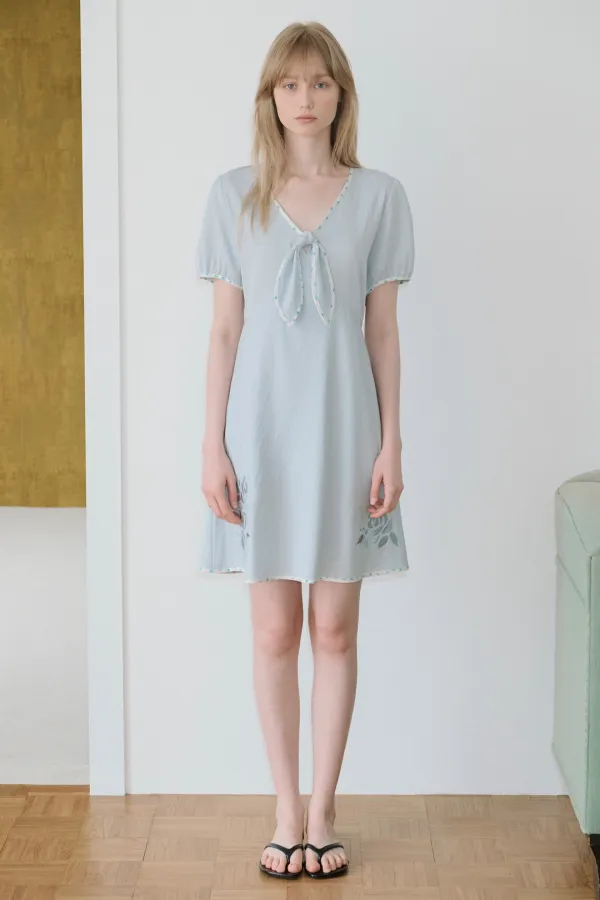 Rose Garden Ribbon One-Piece (Sky Blue)
