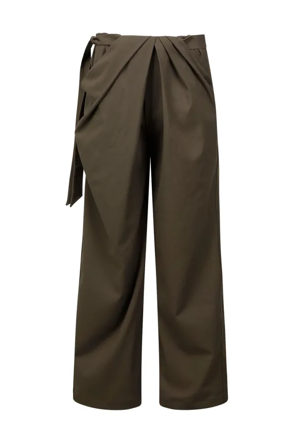 DRAPING WIDE PANTS (UNISEX) DUSTY BROWN