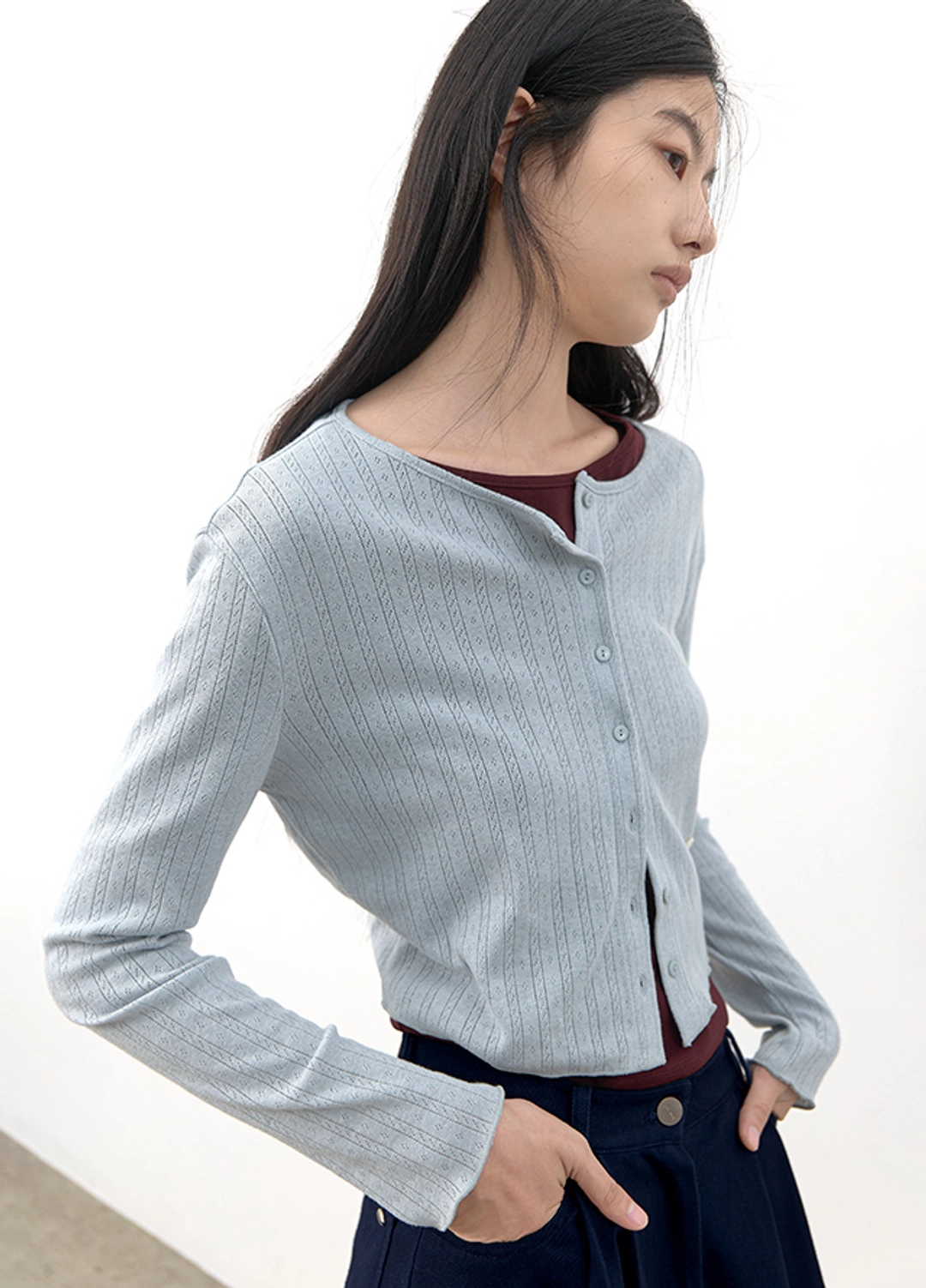 아뜰리에 나인 (CD-2267)POINTEL JERSEY CROP CARDIGAN 상품 이미지 2