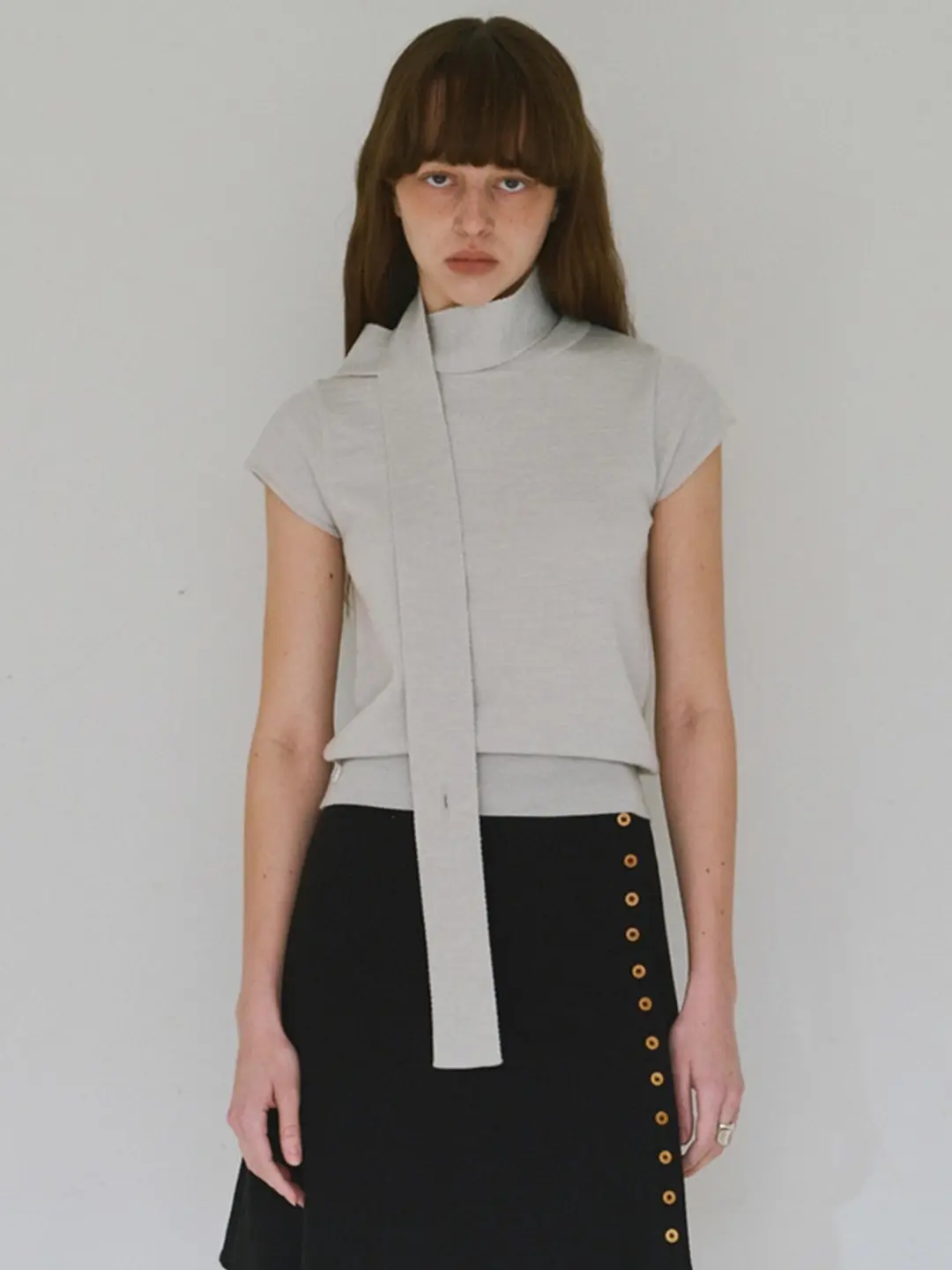 밀로 우먼 Two Way Muffler Knit Top [Light Gray] 상품 이미지 2