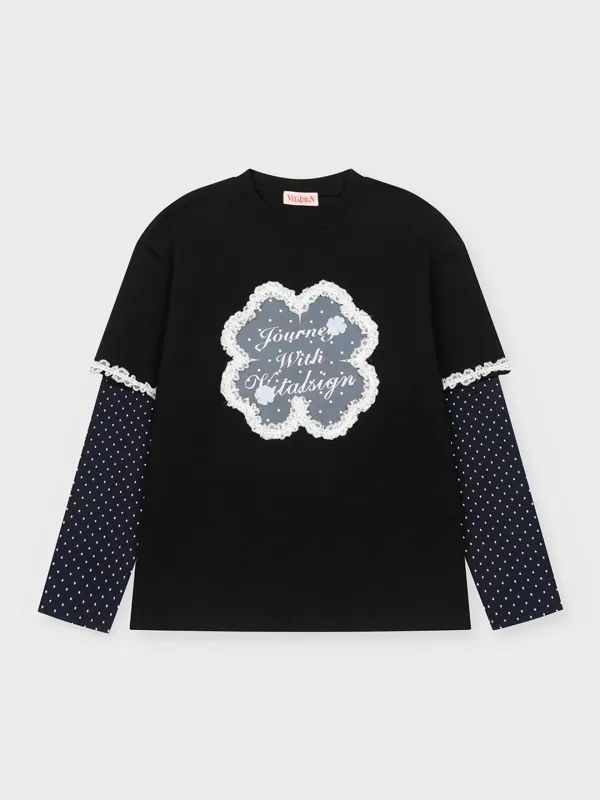 클로버 레이스 도트 티셔츠 (2C) (Black)