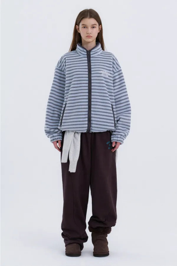 [Preview] 10.20 출고 Luffy Stripe Fleece Zip-Up - Light Blue