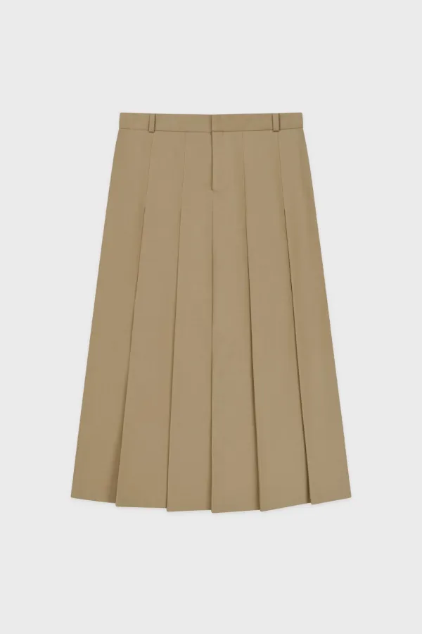 Sinoon Pleated Maxi Skirt (Beige)