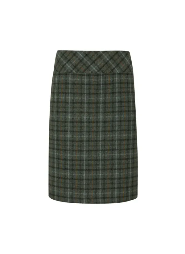 Joy Wool Check Midi Skirt (Green)