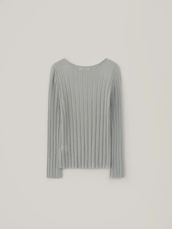 Pleats Long Sleeve Knit - Light Gray