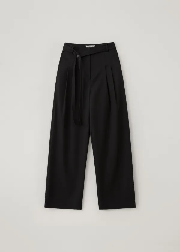 [4th-reorder] Orrin button belt slacks (black)