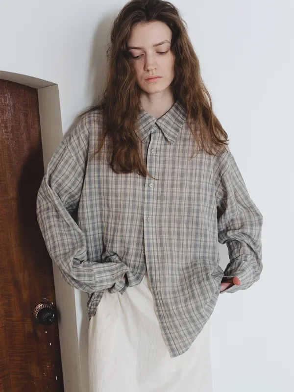 Grandpa check shirt  - Gray