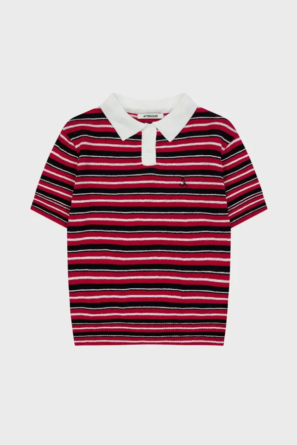 MULTI STRIPE COLLAR KNIT (RED)