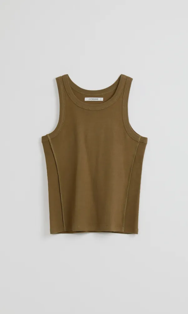 Bold Rib Sleeveless Top_Olive