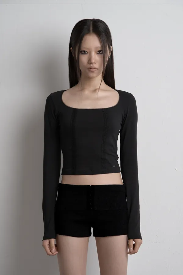 TWIN LACE LONG SLEEVE BLACK