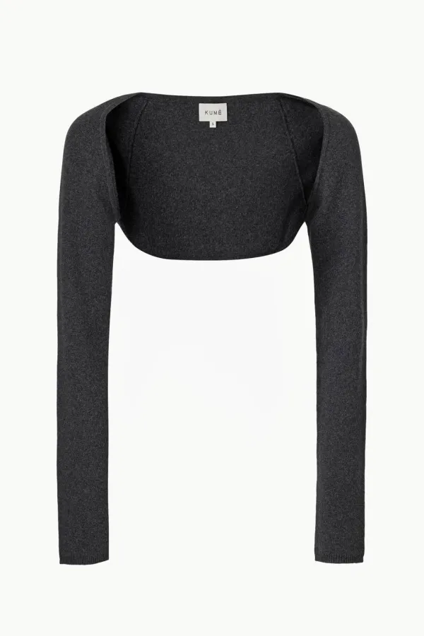 Cashmere Blend Bolero Sweater, Charcoal