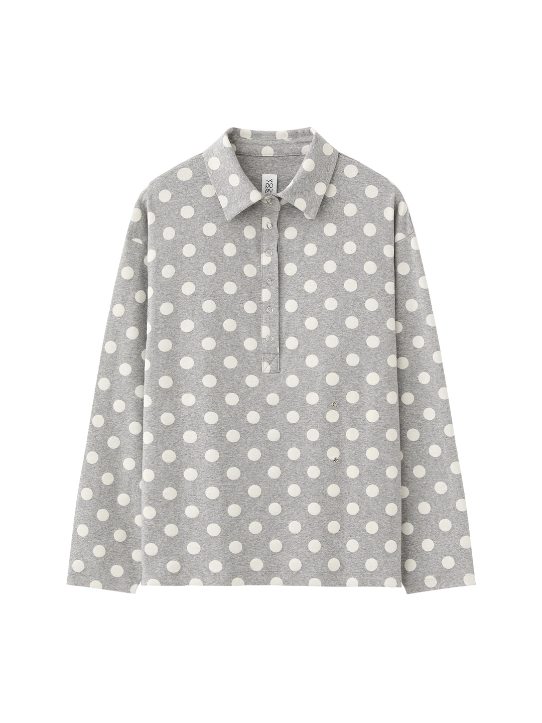 포에브 Dotted Button Collar Shirt - Grey 상품 이미지 3