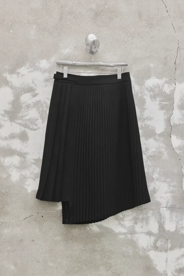 Asymmetric Pleated Midi Skirt