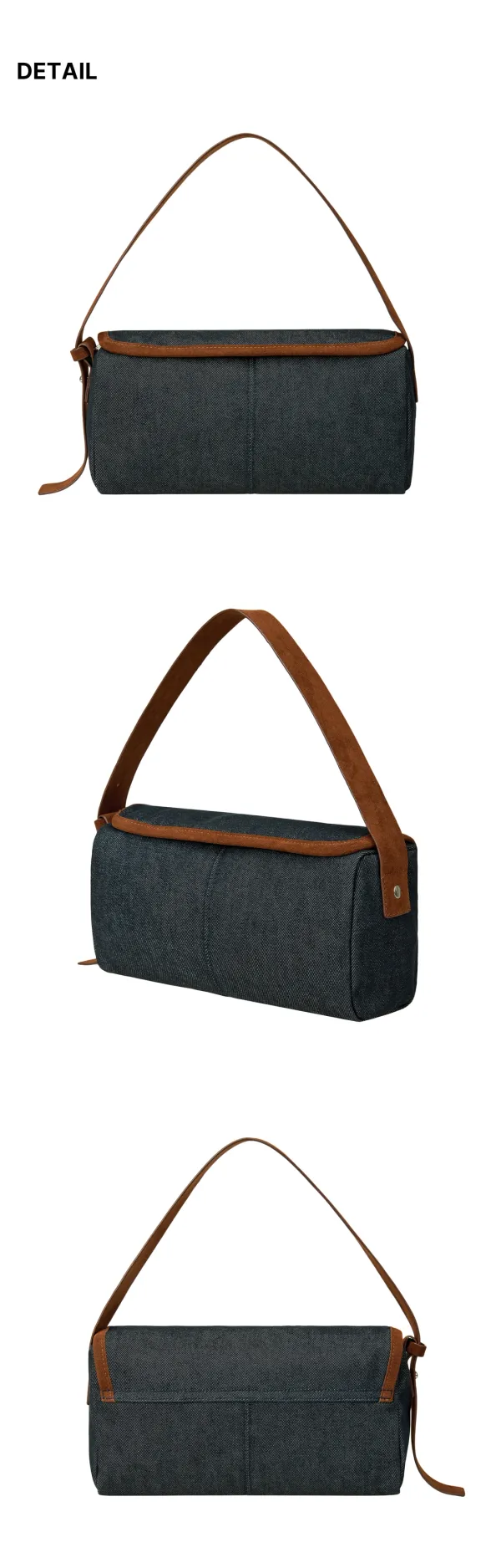 DENIM FLAP SHOULDER BAG-INDIGO