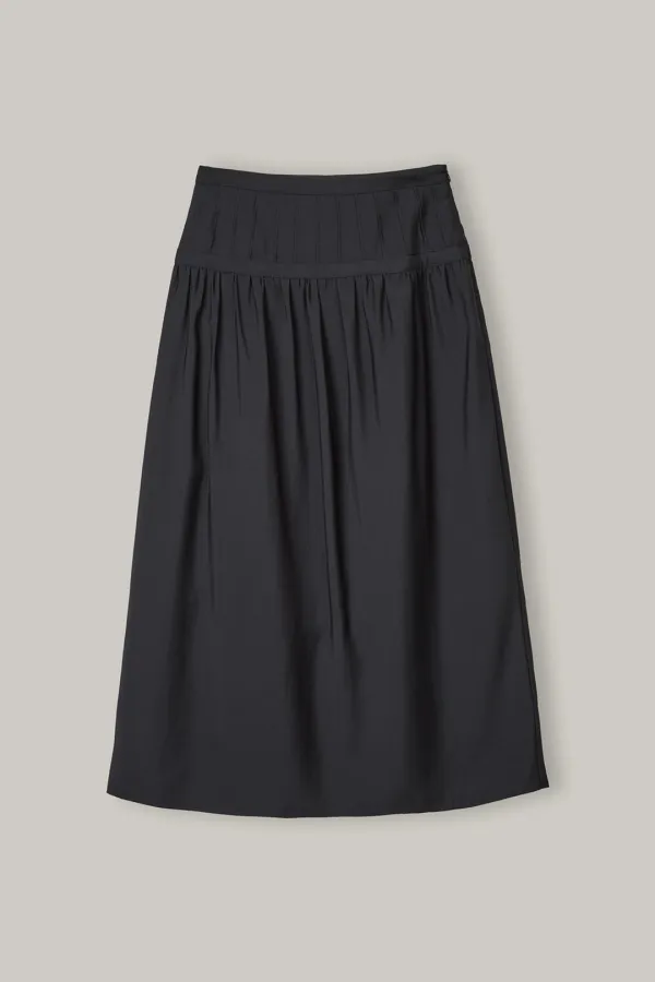 SK014 Muted Pintuck Skirt (Black) - noeud 노우드