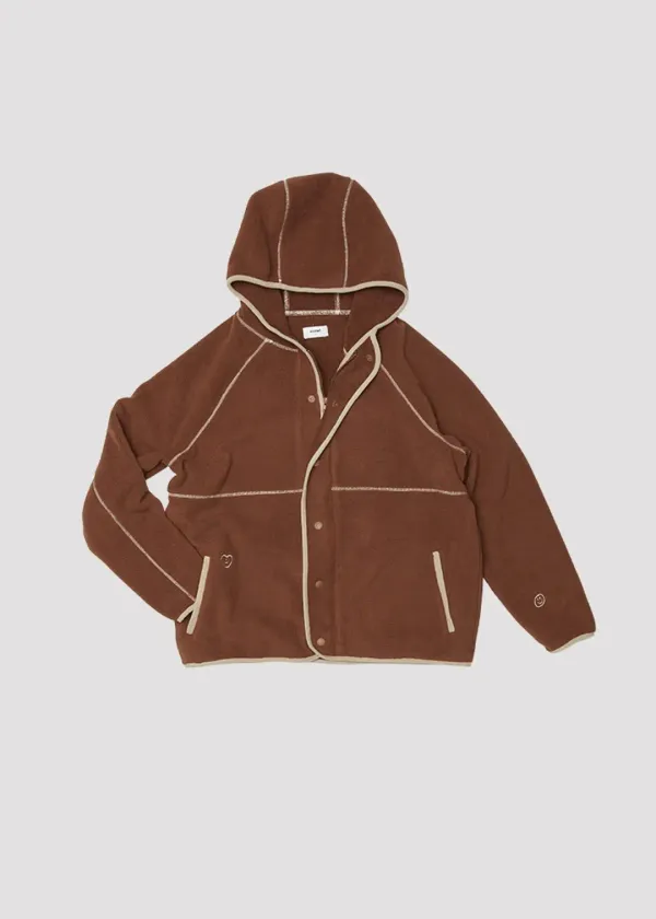 FLEECE HOOD JACKET LOVE BROWN