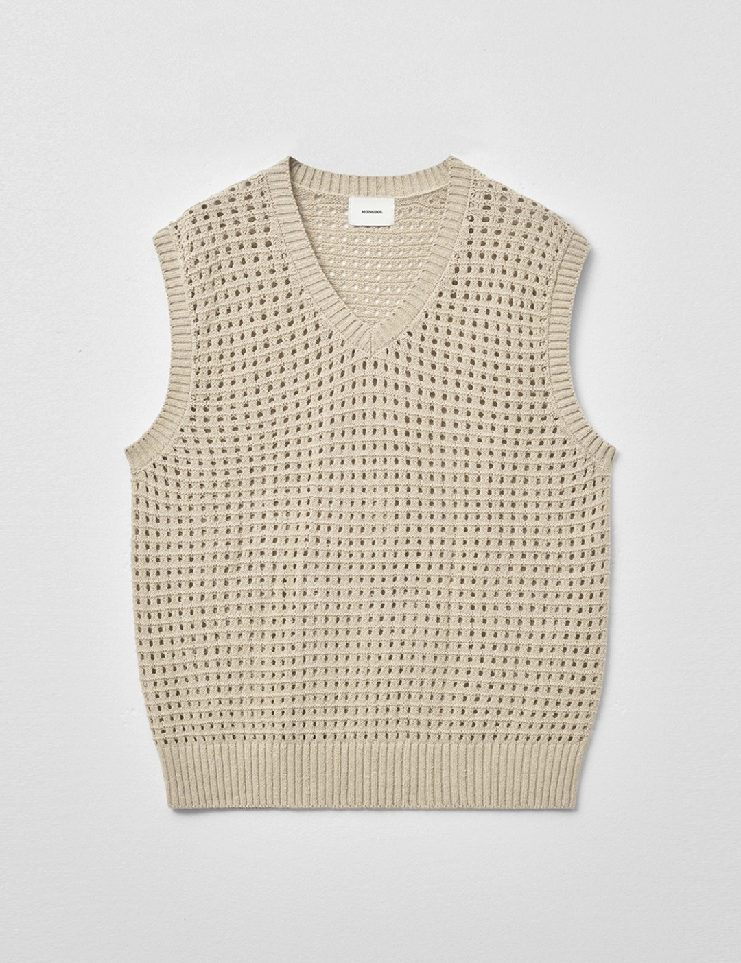 몽돌 펀칭 브이넥 니트 베스트 베이지 MDKT106BEIGE 상품 이미지 1