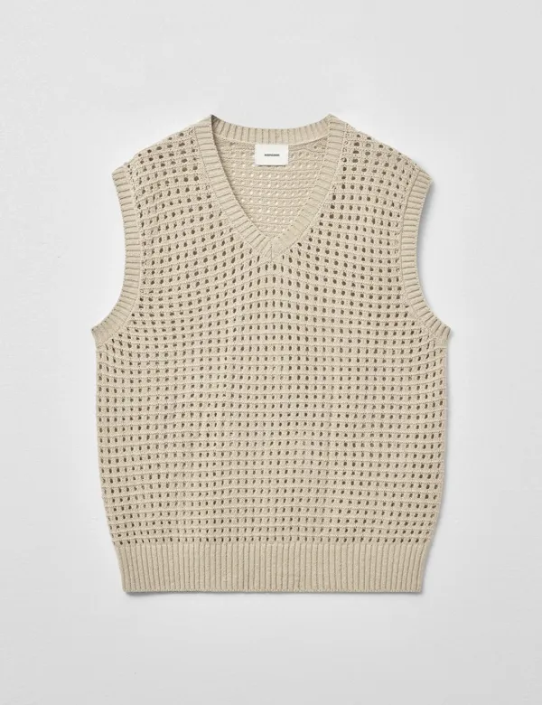 펀칭 브이넥 니트 베스트 베이지 MDKT106BEIGE