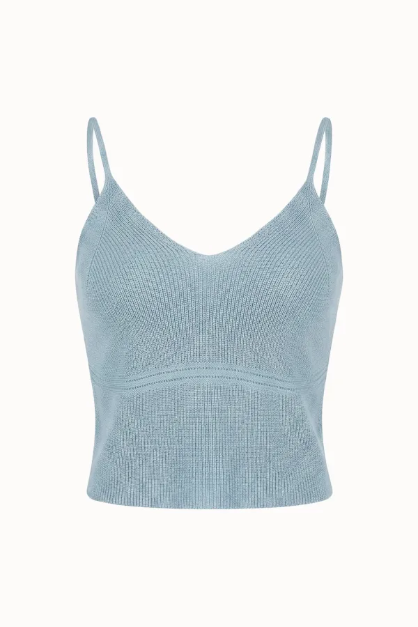 V-Neck Crop Bustier Knit[LMBFSPKN305]-Pearl blue