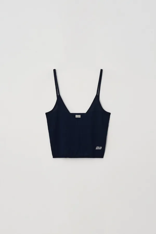 Merino wool sleeveless knit (navy)